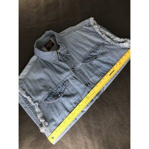 Milwaukee Leather Performance Apparel Mens Denim Cutoff Sleeveless Shirt Blu  XL